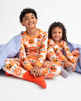 Pyjamas assortis pour enfants - Collection Glow Jack-O'-Lantern