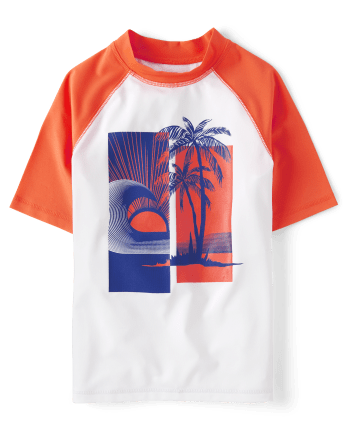 Boys Palm Tree Rashguard Swimsuit