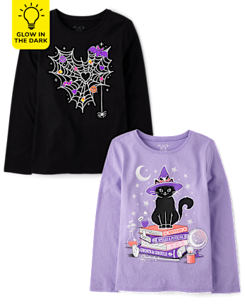 Girls Glow Halloween Graphic Tee 2-Pack