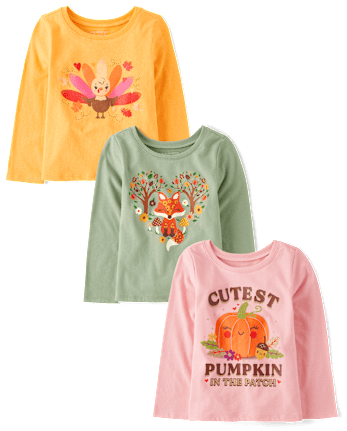 Baby And Toddler Girls Harvest Graphic Tee 3-Pack