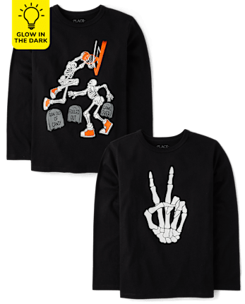 Boys Glow Skeleton Graphic Tee 2-Pack