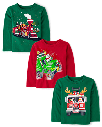 Baby And Toddler Boys Christmas Graphic Tee -Pack