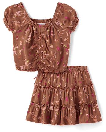 Girls Floral 2-Piece Outfit Set