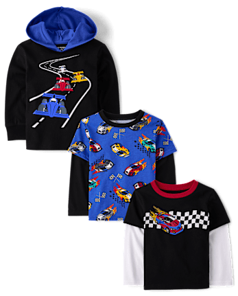 Baby And Toddler Boys Racecar Top 3-Pack