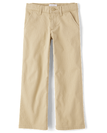 Girls Uniform Wide Leg Chino Pants 2-Pack