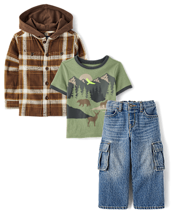 Baby And Toddler Boys Plaid 3-Piece Outfit Set