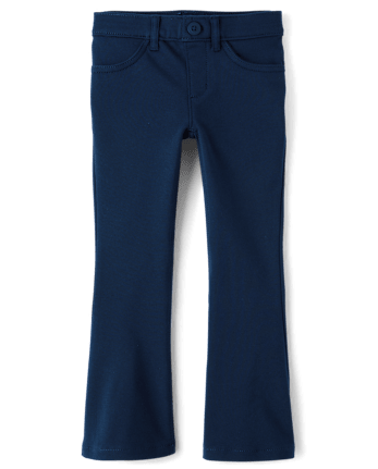 Girls Uniform Ponte Knit Pull On Flare Pants 2-Pack