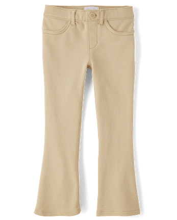 Girls Uniform Ponte Knit Pull On Flare Pants 2-Pack
