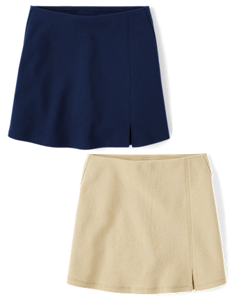Girls Uniform Ponte Knit A Line Skort 2-Pack