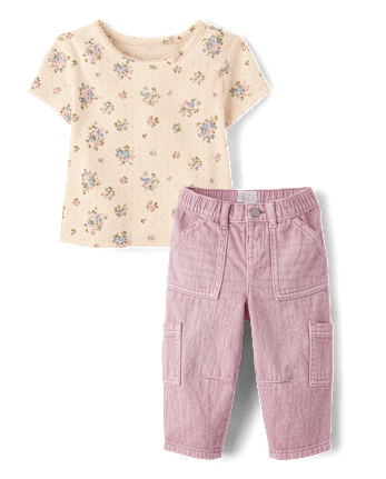 Toddler Girls Floral Pointelle 2-Piece Outfit Set