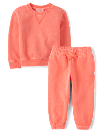 Baby And Toddler Garment Dyed Premium Fleece 2-Piece Outfit Set