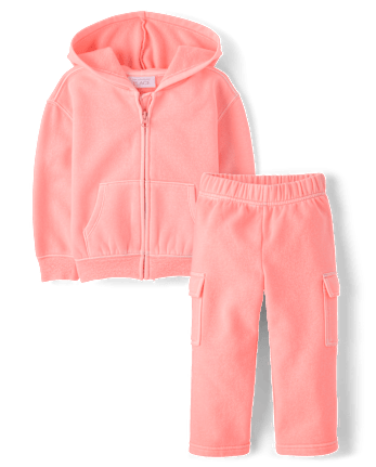 Toddler Girls Garment Dyed Premium Fleece 2-Piece Outfit Set