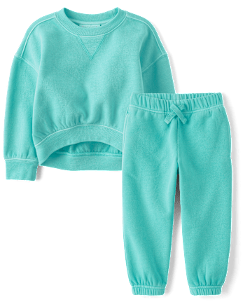 Toddler Girls Garment Dyed Premium Fleece 2-Piece Outfit Set