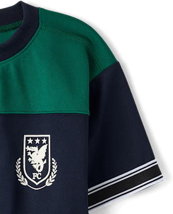 Boys Quick Dry Striped Hem 2-Piece Outfit Set