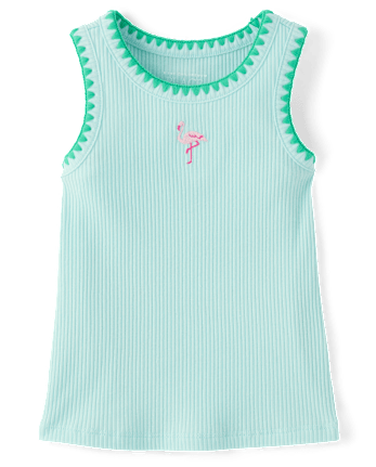 Baby And Toddler Girls Embroidered Flamingo 2-Piece Outfit Set