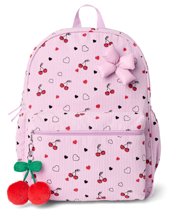 Girls Cherry Corduroy Backpack 2-Piece Set