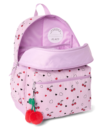 Girls Cherry Corduroy Backpack 2-Piece Set