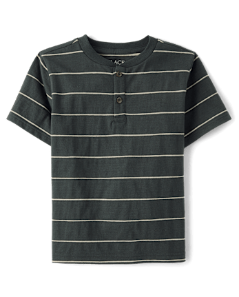 Boys Striped Textured Henley Tee 2-Pack