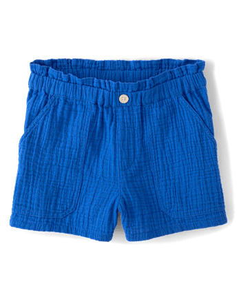 Girls Gauze Paperbag Waist Shortie Shorts 3-Pack