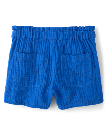 Girls Gauze Paperbag Waist Shortie Shorts 3-Pack