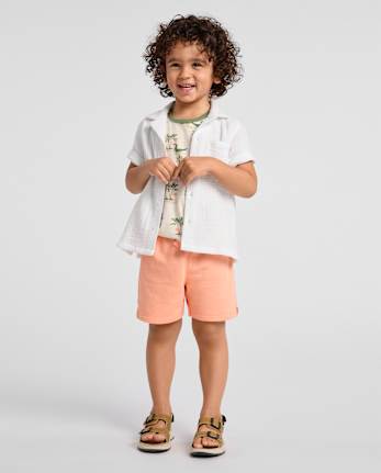 Baby And Toddler Boys Palm Tree French Terry Active Shorts 3-Pack