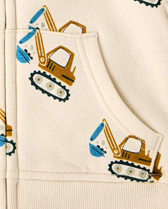 Baby And Toddler Boys Construction Vehicle Premium Fleece 2-Piece Outfit Set - HAY STACK