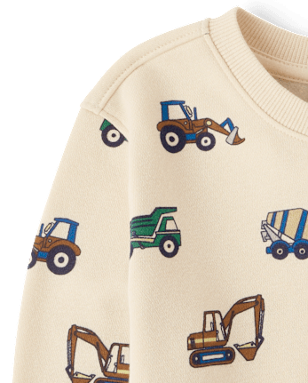 Toddler Boys Construction Vehicle Premium Fleece 2-Piece Outfit Set - HAY STACK