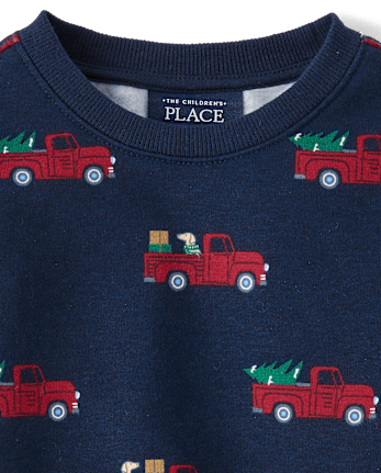 Toddler Boys Christmas Truck Premium Fleece 2-Piece Outfit Set - TIDAL