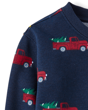Toddler Boys Christmas Truck Premium Fleece 2-Piece Outfit Set - TIDAL