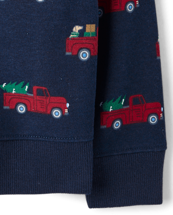 Toddler Boys Christmas Truck Premium Fleece 2-Piece Outfit Set - TIDAL