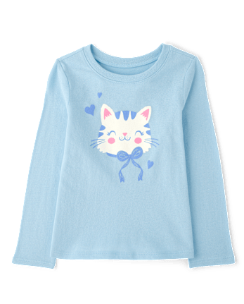 Toddler Girls Cat Bow 3-Piece Outfit Set - BLUE AIR