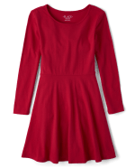 Girls Uniform Long Sleeve Knit Skater Dress | The Children's Place - RUBY