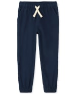 Boys Uniform Stretch Canvas Woven Pull On Jogger Pants 2-Pack