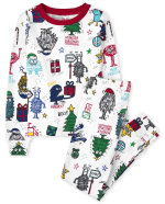 Unisex Kids Christmas Long Sleeve Monster Snug Fit Cotton Pajamas