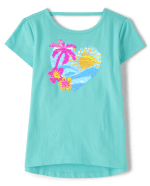 Girls Short Sleeve Flip Sequin Graphic Cut Out Top | The Children's ...