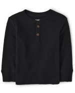 The Children's Place Boys Long Sleeve Thermal Henley Shirt - Cotton Blend Comfort