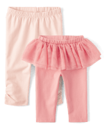 Baby Girls Floral Print And Ruffle Knit Leggings 2-Pack