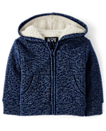 Baby And Toddler Boys Active Long Sleeve Fleece Sherpa Lined Zip Up Hoodie BLUE The Children s Place