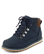 Black contrast cuff lace up hiker boots hot sale