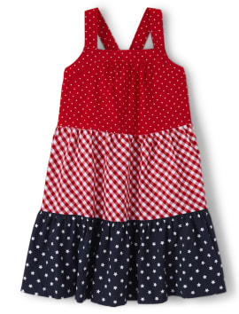 Girls Tiered Dress - American Cutie - big red