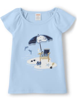 Girls Embroidered Beach Top - Blue Skies - party blue