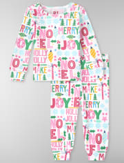 Baby And Toddler Girls Mommy And Me Make it Merry Snug Fit Cotton Pajamas