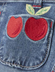 Girls Embroidered Jeans - Very Cherry