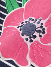 Girls Striped Top - Playful Poppies