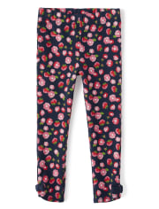 Girls Floral Bow Leggings - Playful Poppies