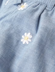 Girls Embroidered Daisy Shorts - Pocketful Of Posies