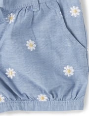 Girls Embroidered Daisy Shorts - Pocketful Of Posies