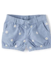 Girls Embroidered Daisy Shorts - Pocketful Of Posies
