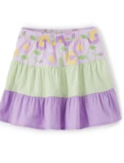 Jupe-short fleurie à plusieurs niveaux pour filles - Poche pleine de bouquets