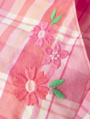 Short à carreaux brodés pour filles - Fairy Blossom